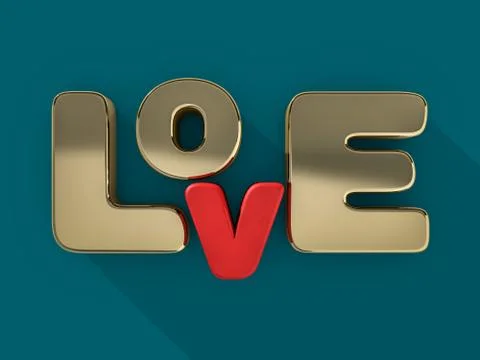 Word love over background with reflection. 3D Illustrazione stock