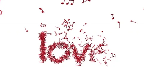 Word " love" in shape of music notes zoomout Stock Footage 67138754