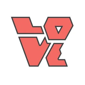 Word love sharp edges Illustrazione stock