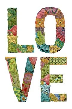 Word LOVE. Vector decorative zentangle object Ilustración de archivo