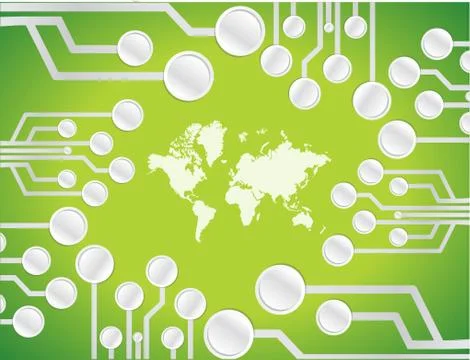 Word map and circuit board. illustration design Stock Illustration