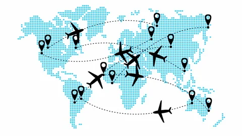 Word map and planes white Stock Footage 141867162