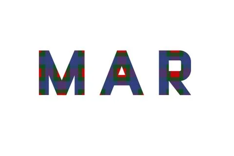 The word "Mar" composed of letters from Mar tartan. Stock Illustration