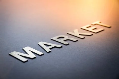 Word market written with white solid letters Foto stock