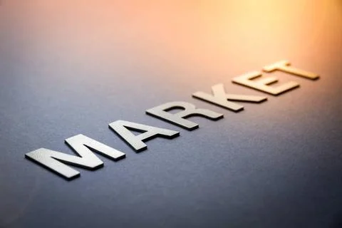  Word market written with white solid letters Word market written with whi... Foto stock