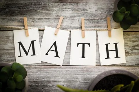 The Word MATH Concept Printed on Cards Stock Photos