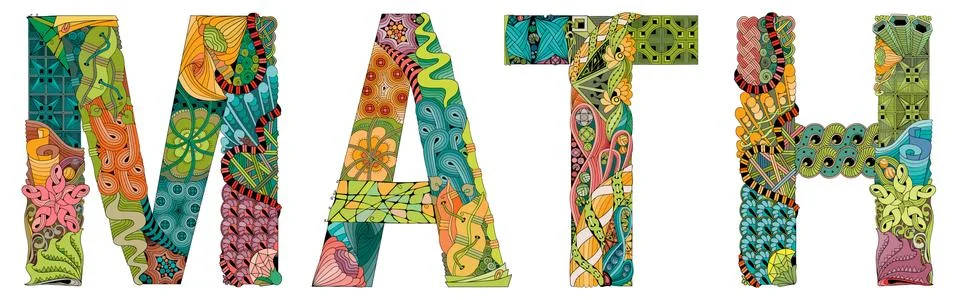 Word Math. Vector zentangle object for decoration Stock Illustration
