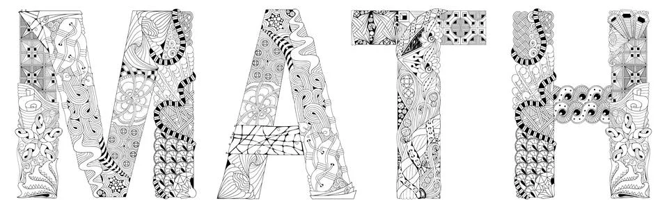 Word Math. Vector zentangle object for coloring イラスト素材