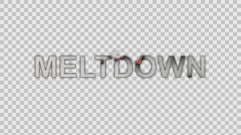 The Word Meltdown Burning in Flames to Ashes in Alpha Channel Stock Footage 61046470