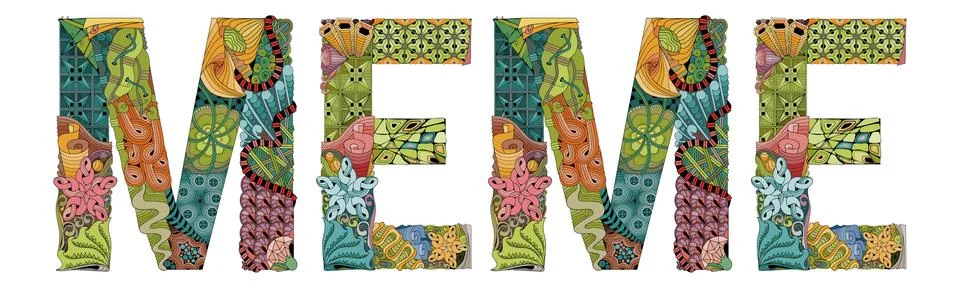 Word MEME. Vector decorative zentangle object Stock-Illustration