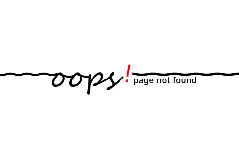 Word, message oops. Disconnect and page not found. Thin line with wire break. Stock Illustration