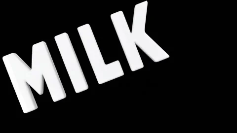 Word milk that comes from the right Stock Footage 143865637