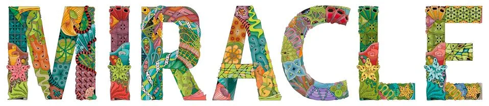 Word Miracle. Vector zentangle object for decoration Illustrazione stock