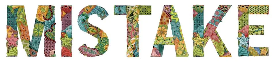 Word MISTAKE. Vector zentangle object for decoration Stock Illustration