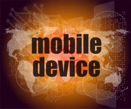 Word mobile devices on digital screen 3d Stock Illustration