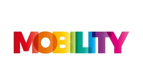 The word Mobility. Animated banner with the text colored rainbow. Stock Footage 153926327