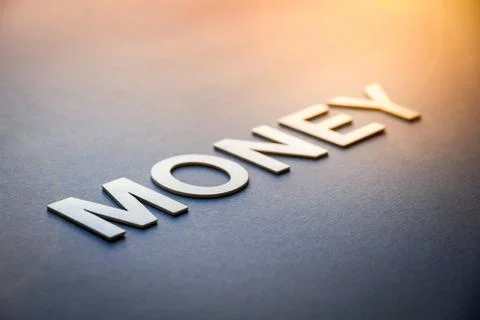 Word money written with white solid letters Foto stock