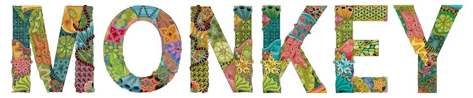 Word monkey. Vector zentangle object for decoration 스톡 일러스트
