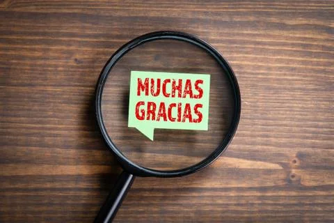Word Muchas Gracias Means Thank You. Spanish language learning, search Stock Photos