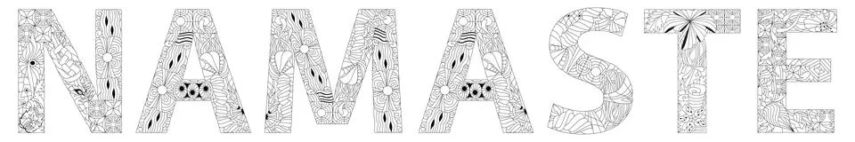 Word NAMASTE for coloring. Vector decorative zentangle object for any purpose Stock Illustration