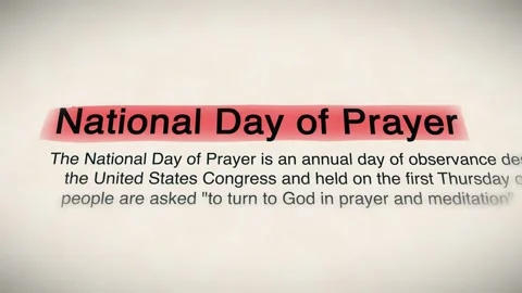 The Word National Day of Prayer in a Dictionary Animation Stock Footage 302034572