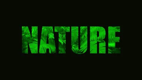 The word nature on a background of plants. Stock Illustration