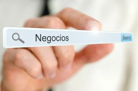 Word Negocios written in search bar. Stock Photos