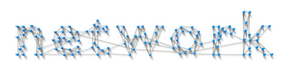 The word network with pins Stock Illustration