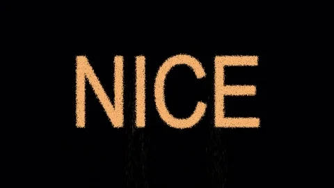 Word NICE appears from the sand, then crumbles. Transparent alpha channel Stock Footage