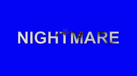 The Word Nightmare Burning in Flames to Ashes on a Blue Screen Background Stock Footage 61037913