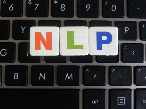Word NLP (Natural Language Processing) on keyboard background Foto stock