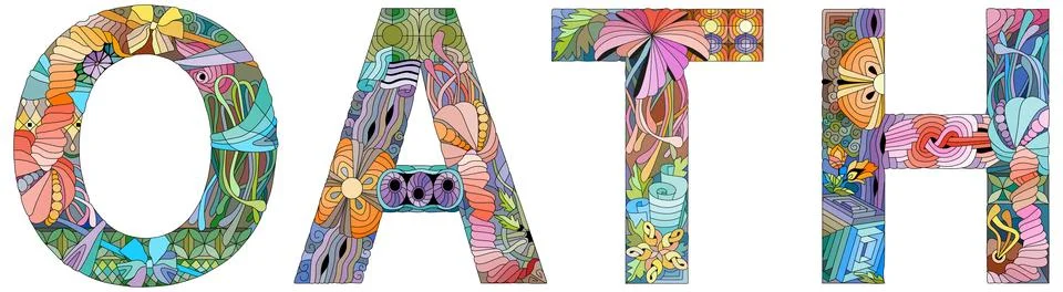 Word OATH. Vector decorative zentangle object for any purpose Stock Illustration