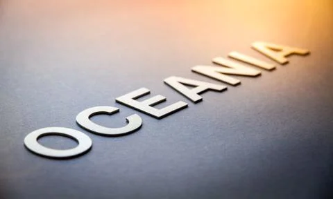 Word Oceania written with white solid letters Foto stock