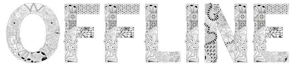 Word offline. Vector zentangle object for coloring Stock Illustration
