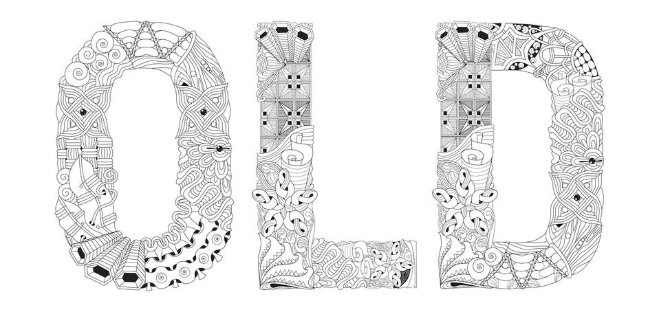 Word OLD for coloring. Vector decorative zentangle object Иллюстрация