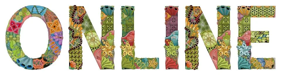 Word ONLINE. Vector zentangle object for decoration Stock Illustration