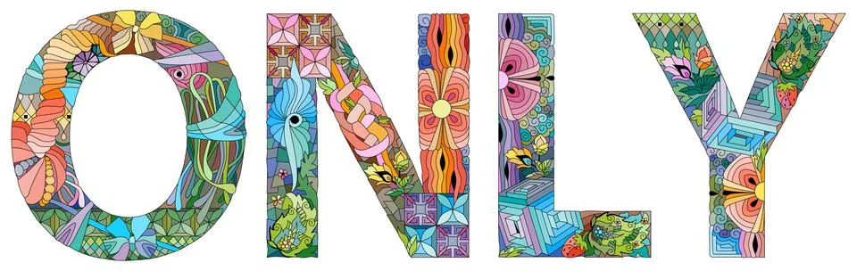 Word ONLY. Vector decorative zentangle object Illustration