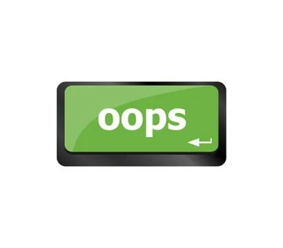 The word oops on a computer keyboard key Stock Illustration