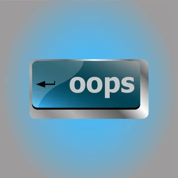 The word oops on a computer keyboard key Stock Illustration