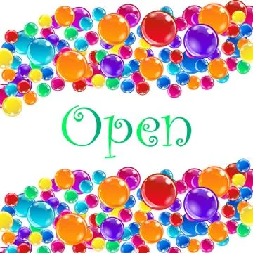 Word Open with baloons Stock Illustration