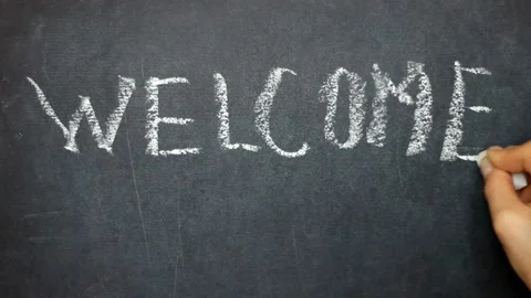 Word open closeup, written chalk on the chalkboard. Stroke along the contour Stock Footage 122995629