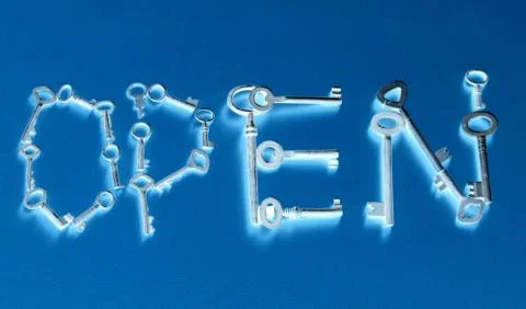 "Word ""open"" made of keys" Foto stock