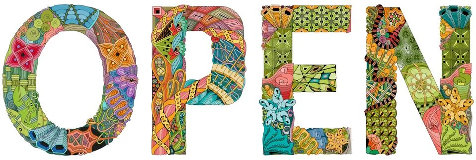 Word OPEN. Vector zentangle object for decoration イラスト素材