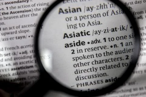 The word or phrase aside in a dictionary. Stock Photos