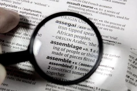 The word or phrase assemblage in a dictionary. Stock Photos