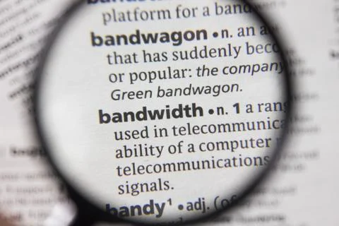 The word or phrase bandwidth in a dictionary. Stock Photos