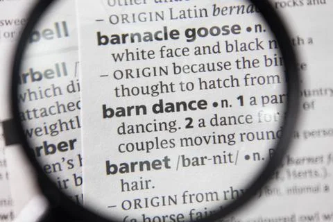 The word or phrase barn dance in a dictionary. Stock Photos