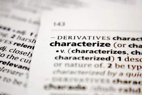 Word or phrase characterize in a dictionary. Stock Photos