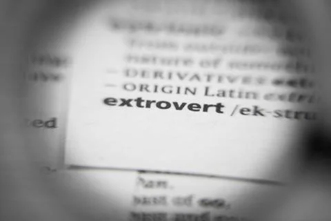 Word or phrase extrovert in a dictionary. Stock Photos
