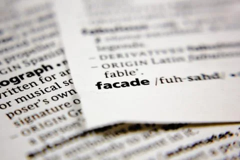 Word or phrase facade in a dictionary. Stock Photos
